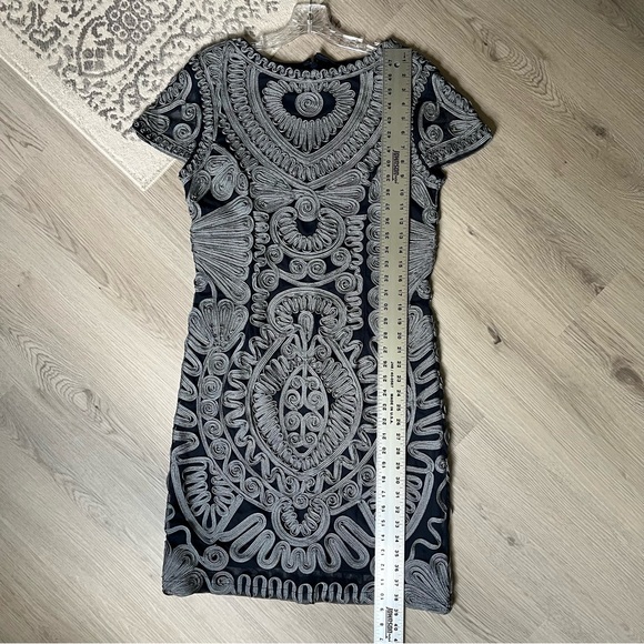 JS Collections Short Sleeve Mesh Cocktail Dress Size 12 Soutache Sheer Cocktail - Picture 12 of 15